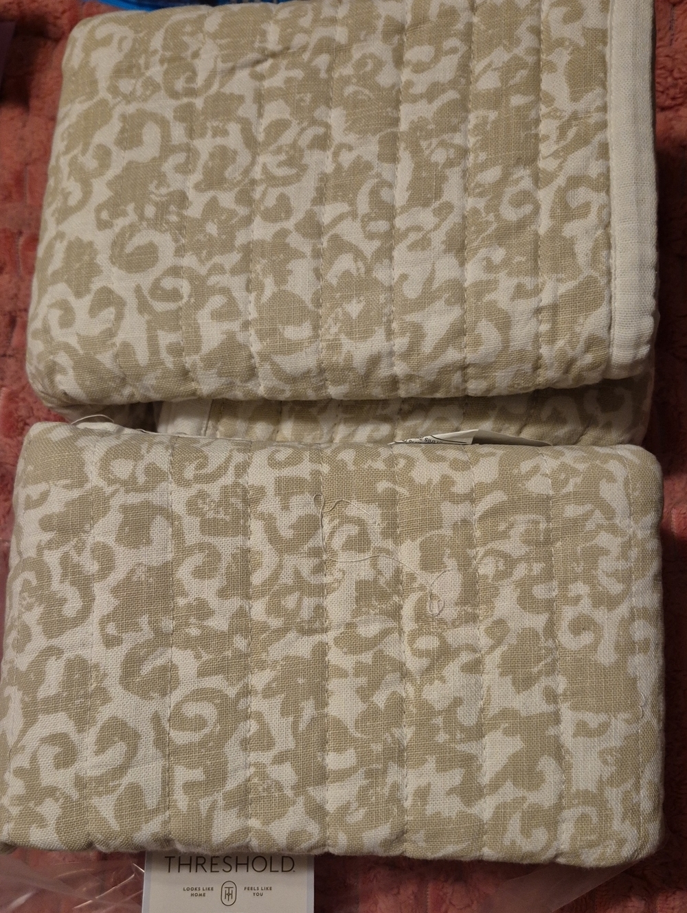 Threshold Neutral Beige and White Quilted Shams - Set of 2
